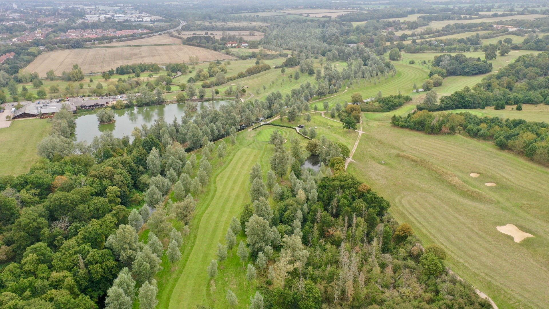 Aerial view of Benton Hall golf course
